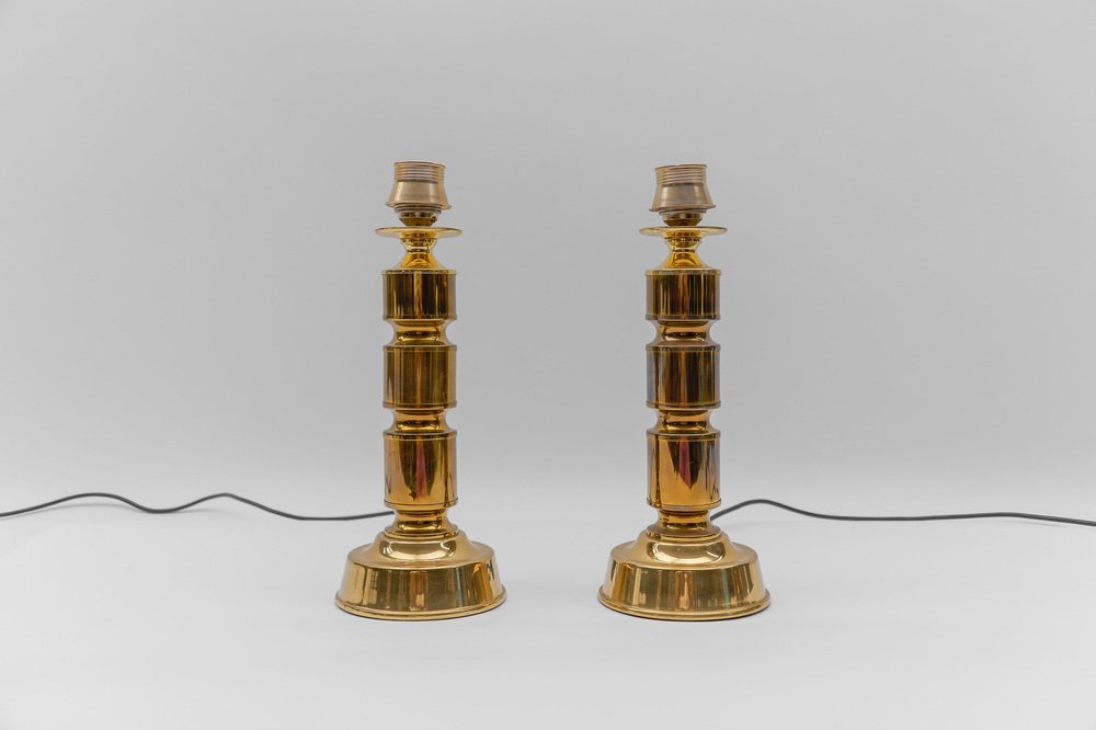 Mid-Century Modern Brass Table Lamp Bases, 1960s, Set of 2