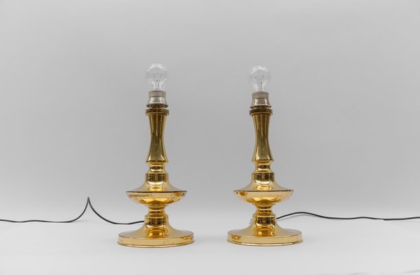 Mid-Century Modern Brass Table Lamp Bases, 1960s, Set of 2-KQB-1812928