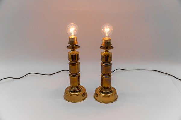 Mid-Century Modern Brass Table Lamp Bases, 1960s, Set of 2-KQB-1815144