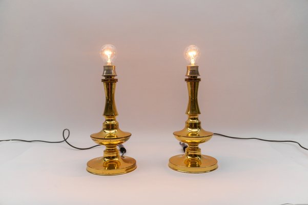 Mid-Century Modern Brass Table Lamp Bases, 1960s, Set of 2-KQB-1812928