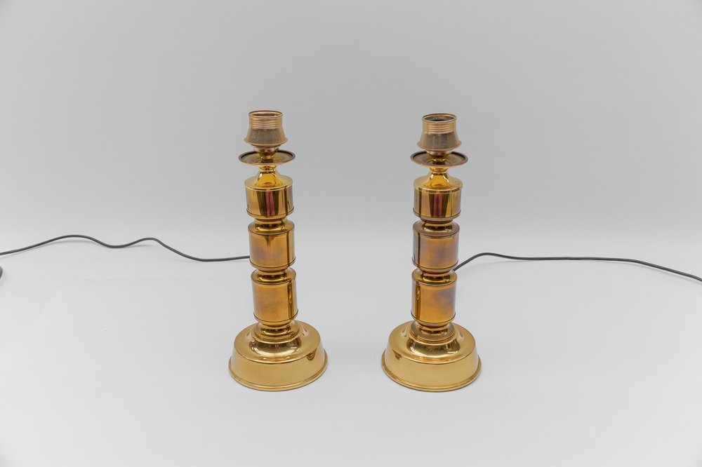 Mid-Century Modern Brass Table Lamp Bases, 1960s, Set of 2