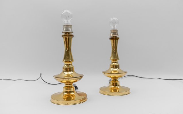 Mid-Century Modern Brass Table Lamp Bases, 1960s, Set of 2-KQB-1812928