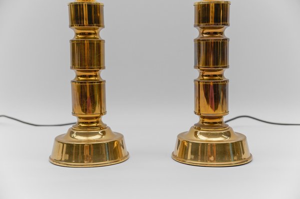 Mid-Century Modern Brass Table Lamp Bases, 1960s, Set of 2-KQB-1815144