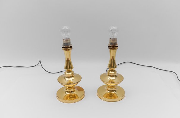 Mid-Century Modern Brass Table Lamp Bases, 1960s, Set of 2-KQB-1812928