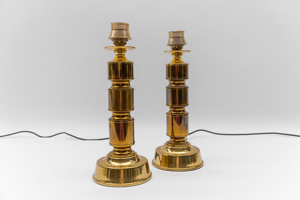 Mid-Century Modern Brass Table Lamp Bases, 1960s, Set of 2