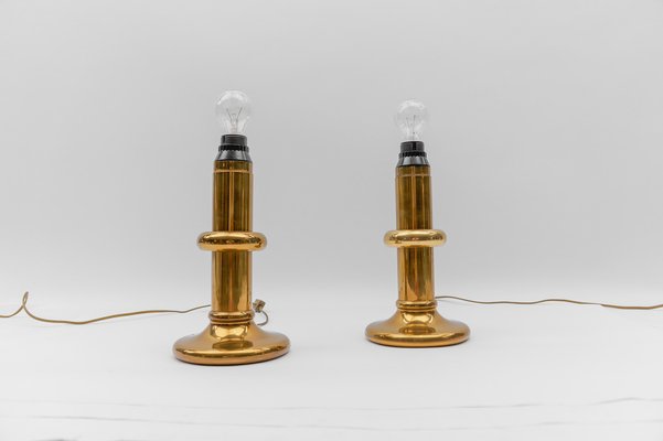 Mid-Century Modern Brass Table Lamps, 1960s, Set of 2-KQB-1812022