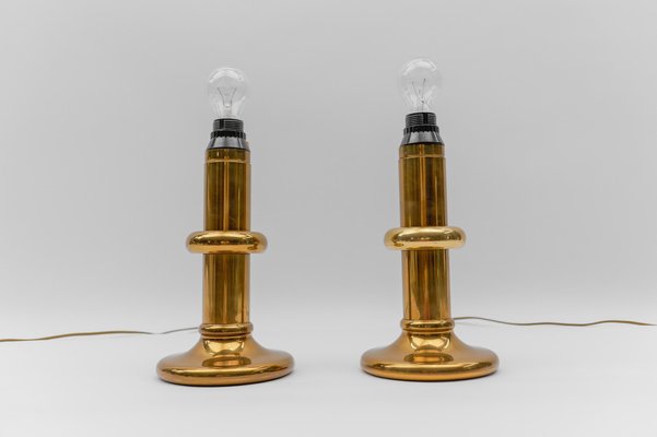 Mid-Century Modern Brass Table Lamps, 1960s, Set of 2-KQB-1812022