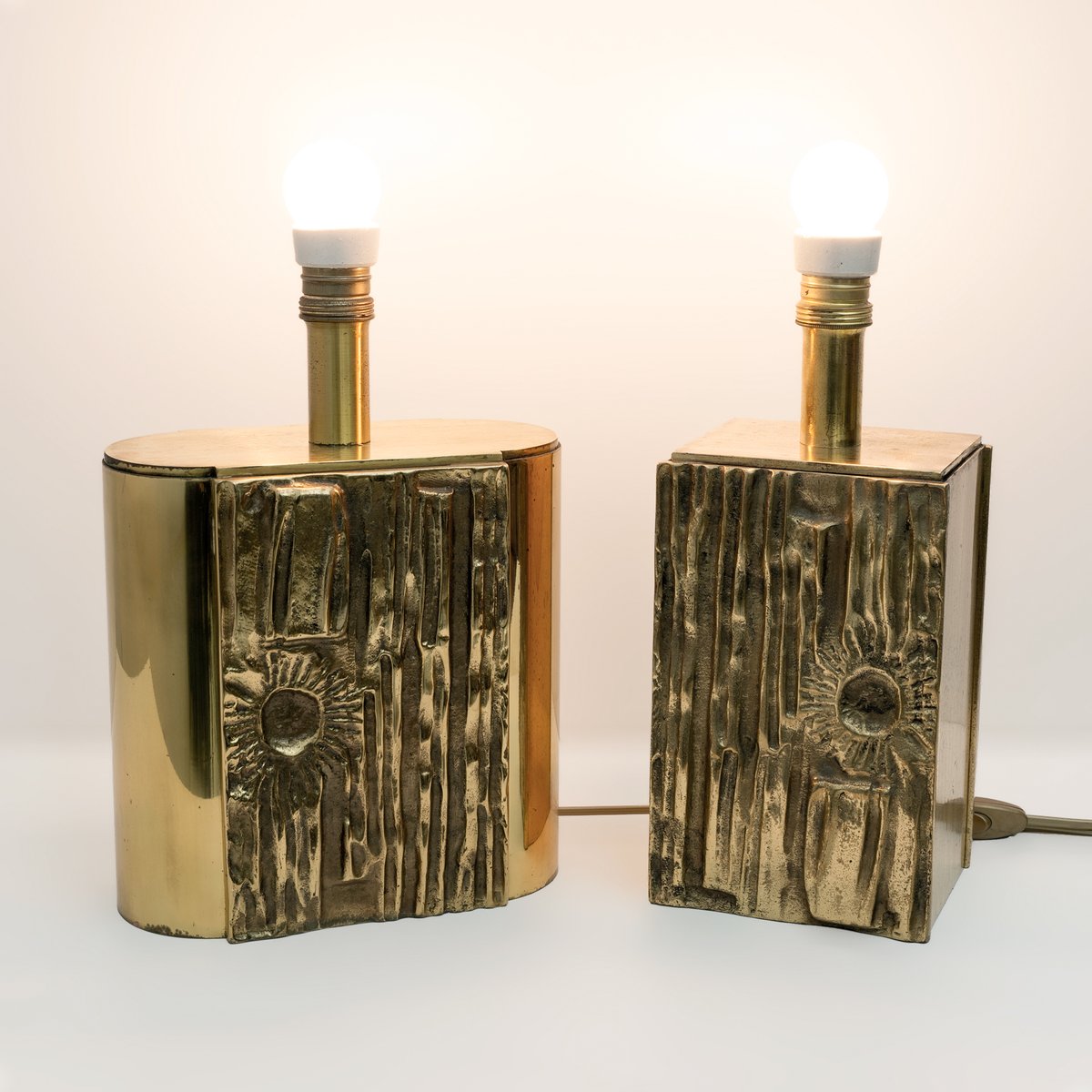 Mid-Century Modern Brass Table Lamps attributed to Esperia Angelo Brotto, 1960s, Set of 2