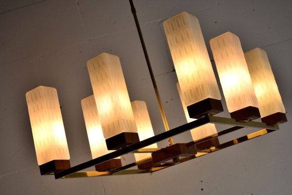 Mid-Century Modern Brass, Teak and Glass Ceiling Lamp from Kaiser Idell / Kaiser Leuchten-IEI-788382