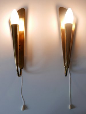 Mid-Century Modern Brass Wall Lights, Germany, 1950s, Set of 2-WPT-1750059