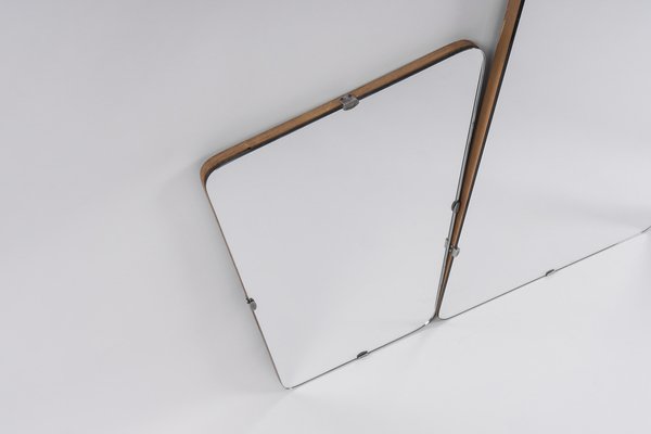 Mid-Century Modern Brass Wall Mirror, Germany, 1950s, Set of 3-KQB-1445298