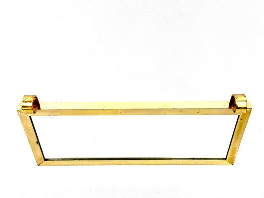 Mid-Century Modern Brass Wall Shelf with Mirror Top, 1970s-ZCY-1763610