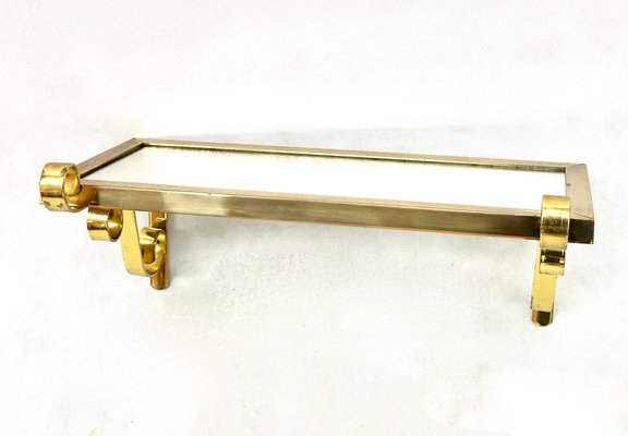 Mid-Century Modern Brass Wall Shelf with Mirror Top, 1970s-ZCY-1763610