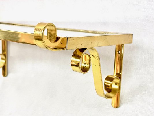 Mid-Century Modern Brass Wall Shelf with Mirror Top, 1970s-ZCY-1763610