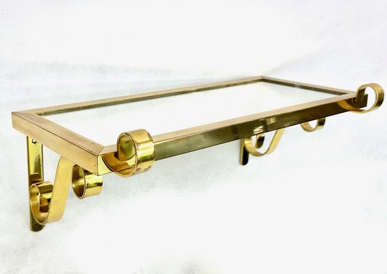 Mid-Century Modern Brass Wall Shelf with Mirror Top, 1970s-ZCY-1763610