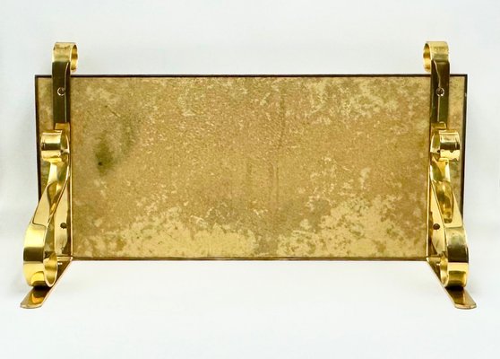 Mid-Century Modern Brass Wall Shelf with Mirror Top, 1970s-ZCY-1763610