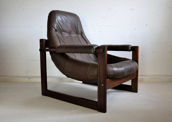 Mid-Century Modern Brazilian Mahogany and Leather Lounge Chairs from Percival Lafer, Set of 2-IEI-919884