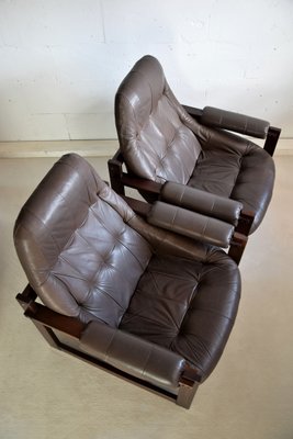 Mid-Century Modern Brazilian Mahogany and Leather Lounge Chairs from Percival Lafer, Set of 2-IEI-919884