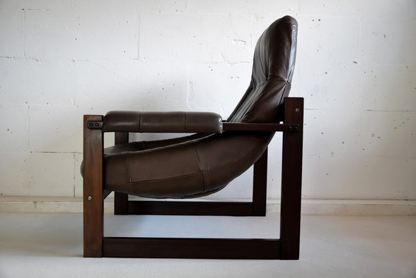 Mid-Century Modern Brazilian Mahogany and Leather Lounge Chairs from Percival Lafer, Set of 2-IEI-919884