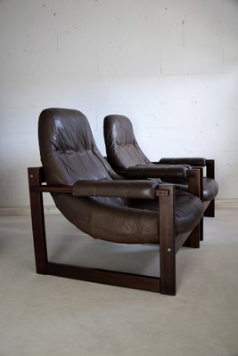 Mid-Century Modern Brazilian Mahogany and Leather Lounge Chairs from Percival Lafer, Set of 2-IEI-919884