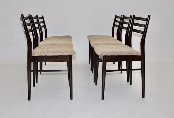 Mid-Century Modern Brown Beech Dining Chairs in the style of Gio Ponti, Italy, 1960s, Set of 6-NB-1322858