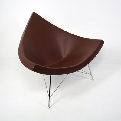 Mid-Century Modern Brown Leather Coconut Chair by George Nelson-RY-1306624