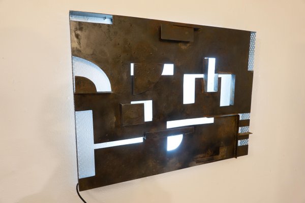 Mid-Century Modern Brutalist Sconce in Metal, 1970s-FGA-1325460