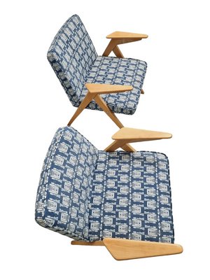 Mid-Century Modern Bunny Armchairs with Footstool attributed to Józef Chierowski, Polish, 1970s, Set of 3-SAK-1785206