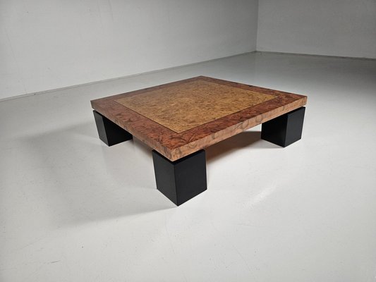 Mid-Century Modern Burl Wood and Black Lacquered Coffee Table by Milo Baughman, 1970s-UJI-2026334