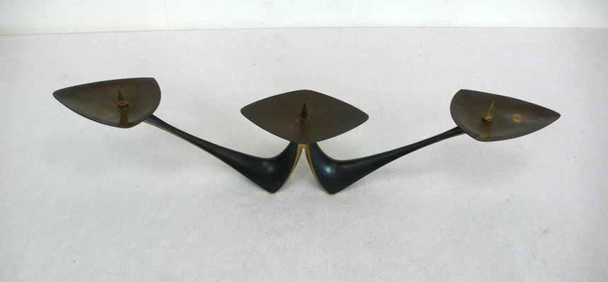 Mid-Century Modern Candlestand 3 Lights in Iron and Brass from Walter Bosse, 1950s-HIZ-1703563