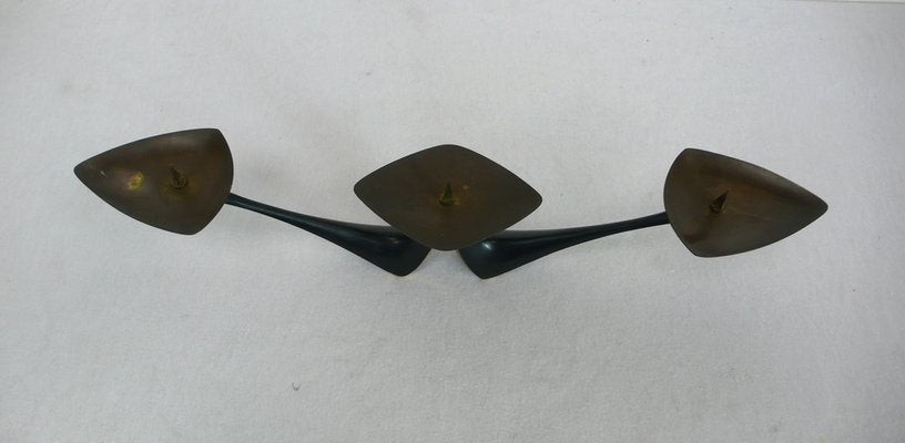 Mid-Century Modern Candlestand 3 Lights in Iron and Brass from Walter Bosse, 1950s-HIZ-1703563