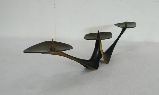 Mid-Century Modern Candlestand 3 Lights in Iron and Brass from Walter Bosse, 1950s-HIZ-1703563