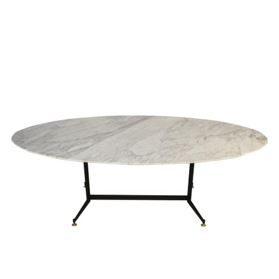 Mid-Century Modern Carrara Marble Dining Table with Metallic Foot, Italy, 1950s-UZ-1778269