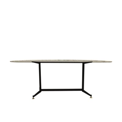 Mid-Century Modern Carrara Marble Dining Table with Metallic Foot, Italy, 1950s-UZ-1778269