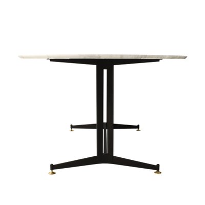 Mid-Century Modern Carrara Marble Dining Table with Metallic Foot, Italy, 1950s-UZ-1778269