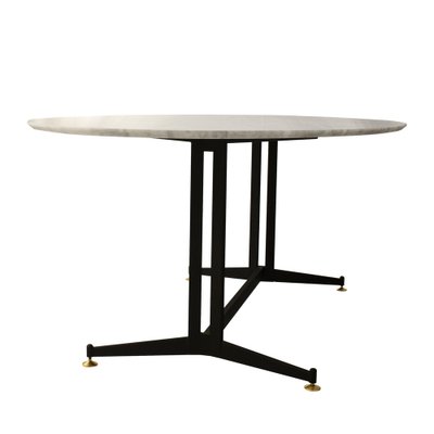 Mid-Century Modern Carrara Marble Dining Table with Metallic Foot, Italy, 1950s-UZ-1778269