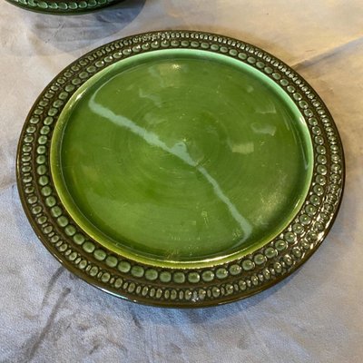 Mid-Century Modern Ceramic Bowl on a Plate by Ernestine Salerno, 1970s, Set of 2-NMK-1066653