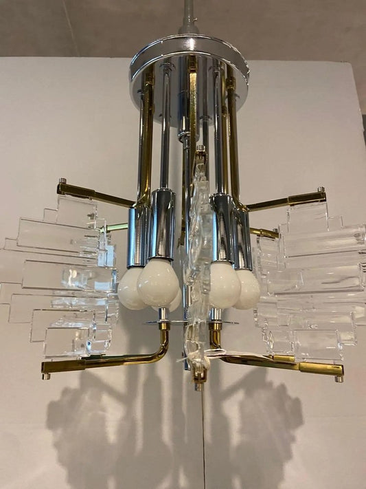 Mid-Century Modern Chandelier by Stilkronen for Gaetano Sciolari, 1970s