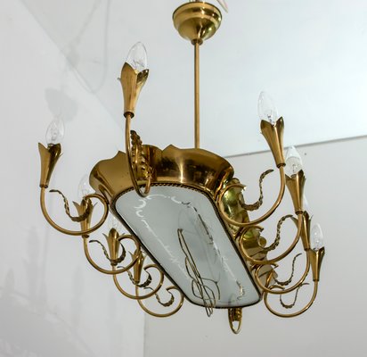 Mid-Century Modern Chandelier with 12 Lights by Pietro Chiesa for Fontana Arte-FER-787331