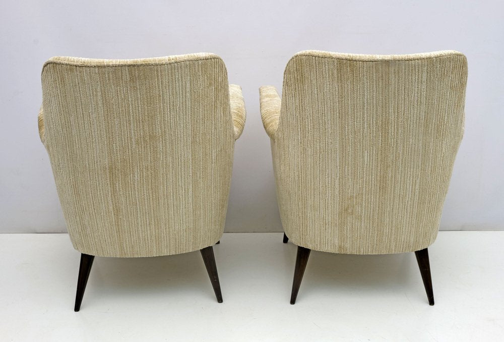 Mid-Century Modern Chenille Velvet Armchairs by Nino Zoncada for Cassina, 1950s, Set of 2