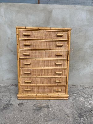 Mid-Century Modern Chest of Drawers in Rattan and Bamboo, 1970-DHH-1749712