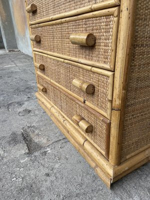 Mid-Century Modern Chest of Drawers in Rattan and Bamboo, 1970-DHH-1749712