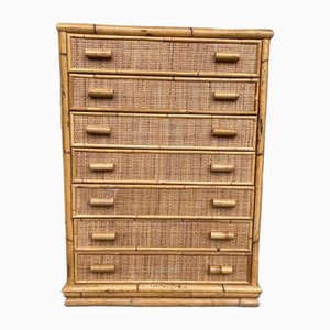 Mid-Century Modern Chest of Drawers in Rattan and Bamboo, 1970-DHH-1749712