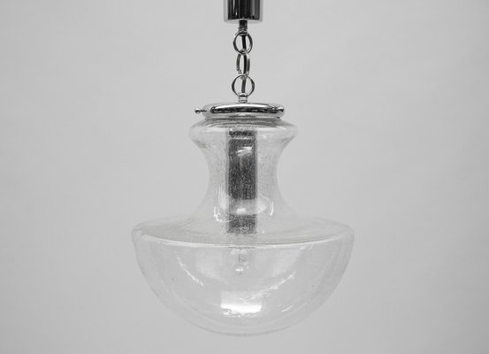 Mid-Century Modern Chrome & Bubble Glass Pendant Lamp, Germany, 1960s-KQB-1720701