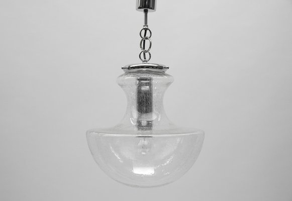 Mid-Century Modern Chrome & Bubble Glass Pendant Lamp, Germany, 1960s-KQB-1720701