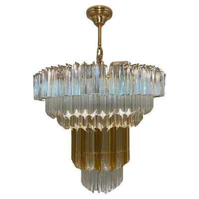 Mid-Century Modern Clear and Brown Murano Glass Triedri Chandelier from Venini, 1970s-NMK-1788044