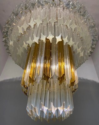 Mid-Century Modern Clear and Brown Murano Glass Triedri Chandelier from Venini, 1970s-NMK-1788044