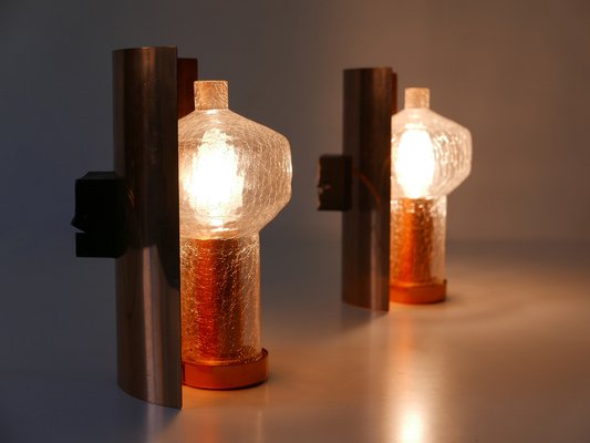 Mid-Century Modern Copper & Glass Sconces by Kaiser Leuchten, 1960s, Set of 2-WPT-1109363