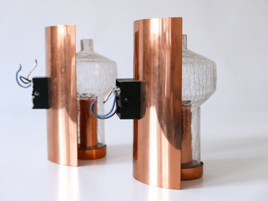 Mid-Century Modern Copper & Glass Sconces by Kaiser Leuchten, 1960s, Set of 2-WPT-1109363