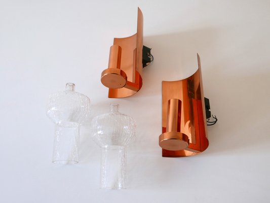 Mid-Century Modern Copper & Glass Sconces by Kaiser Leuchten, 1960s, Set of 2-WPT-1109363